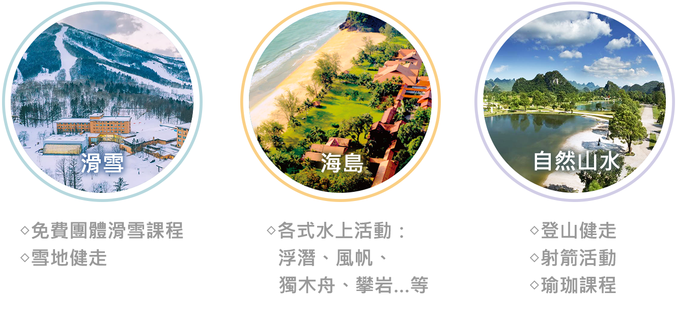 滑雪、海島、自然山水度假村